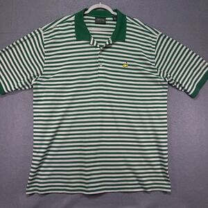 Masters Collection Mens Green White Striped Polo Shirt Golf Logo‎ XXL Cotton